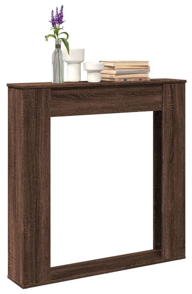 2025 Contorno moderno per caminetto marrone effetto rovere 100x20x100 cm materiale a base di legno - caminetti decorativi, design 4022172 1pacco