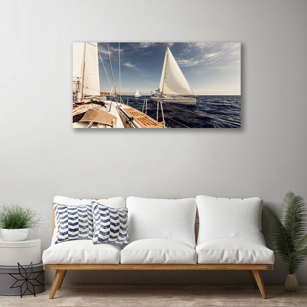 Quadro su tela Paesaggio marino in barca 100x50 cm