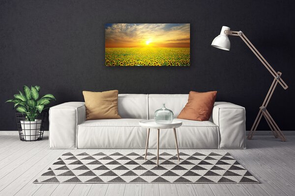 Quadro su tela Il sole, il prato, i girasoli 100x50 cm