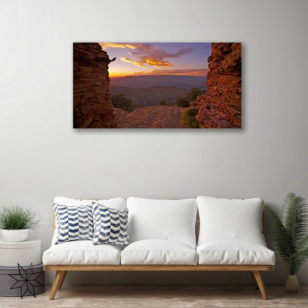 Quadro stampa su tela Roccia, nuvole, cielo, paesaggio 100x50 cm