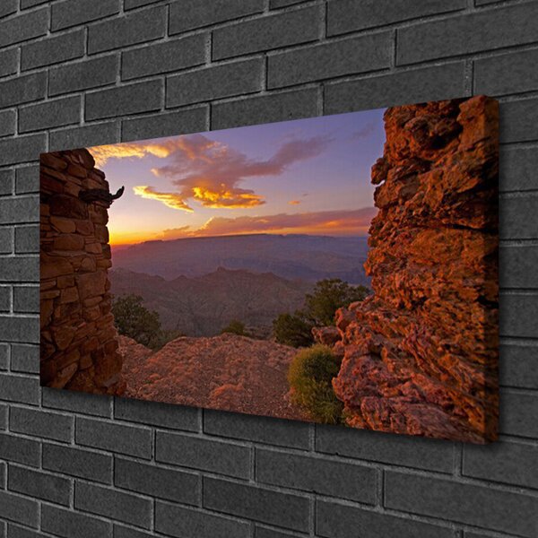 Quadro stampa su tela Roccia, nuvole, cielo, paesaggio 100x50 cm