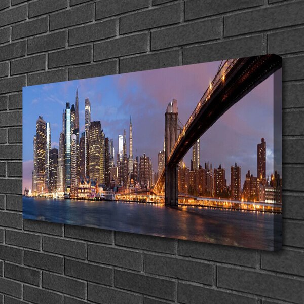 Quadro stampa su tela Il ponte della città ospita il paradiso 100x50 cm