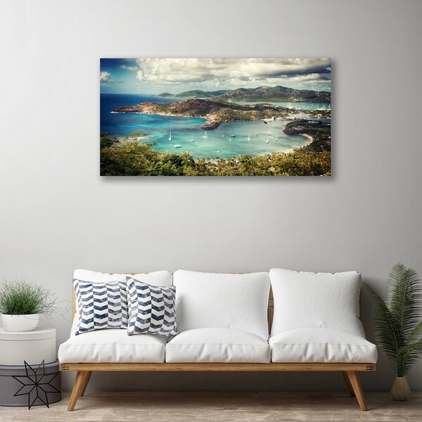 Quadro su tela Paesaggio della baia della barca 100x50 cm