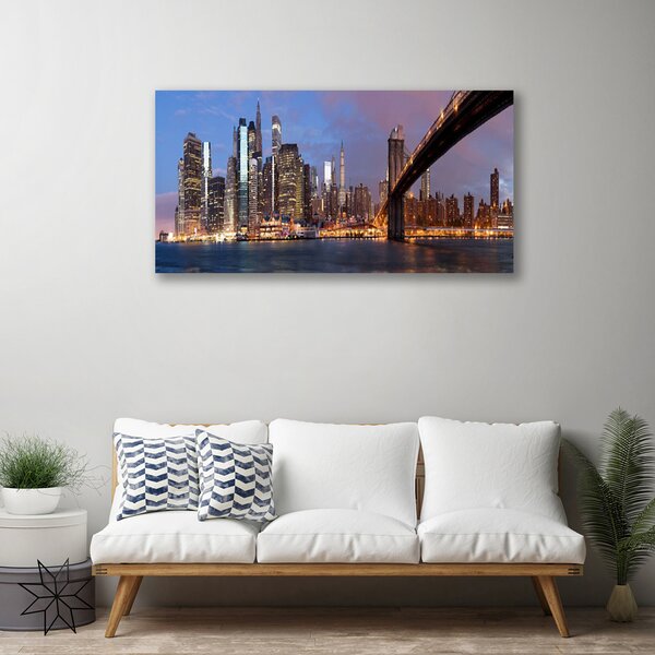 Quadro stampa su tela Il ponte della città ospita il paradiso 100x50 cm
