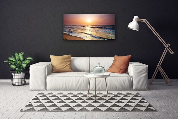 Quadro su tela Paesaggio del sole della spiaggia del mare 100x50 cm