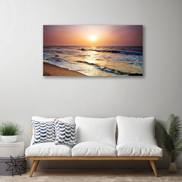 Quadro su tela Paesaggio del sole della spiaggia del mare 100x50 cm