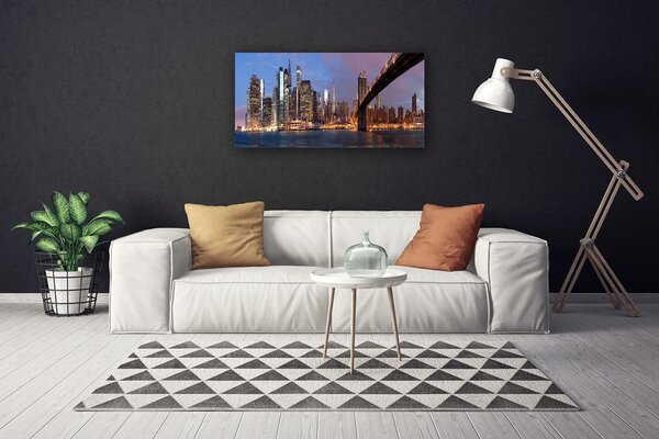 Quadro stampa su tela Il ponte della città ospita il paradiso 100x50 cm