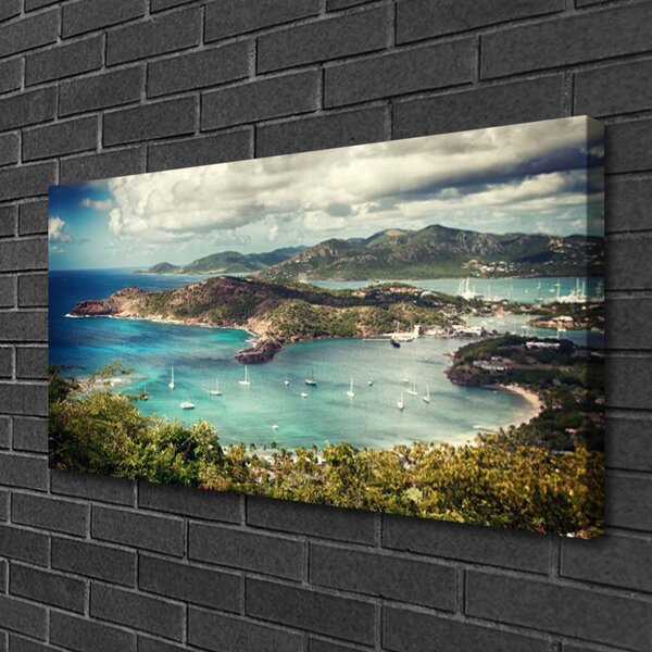 Quadro su tela Paesaggio della baia della barca 100x50 cm