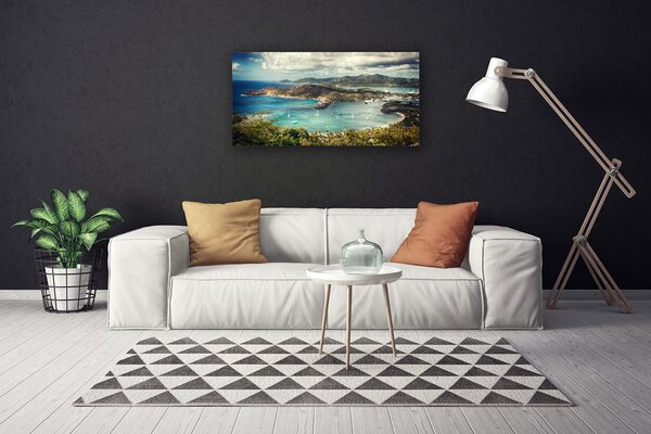 Quadro su tela Paesaggio della baia della barca 100x50 cm