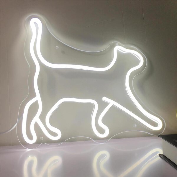Luce LED NEON, applique decorativa, gatto che corre, luce bianca, circa 40 x 37,5 x 2 cm