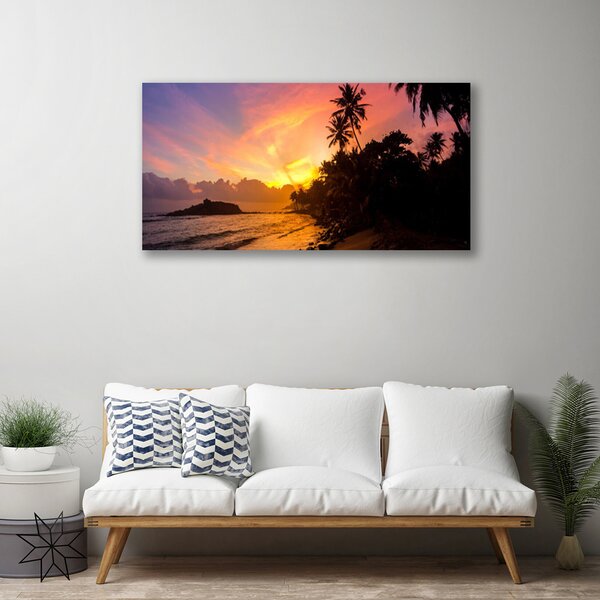 Foto quadro su tela Mare, sole, palme, paesaggio 100x50 cm