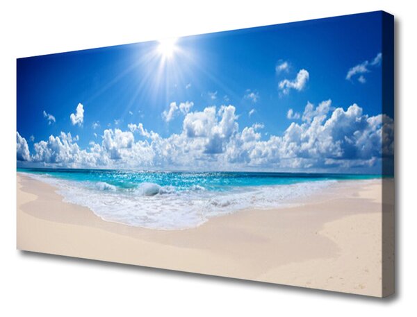 Quadro su tela Paesaggio del sole del mare della spiaggia 100x50 cm