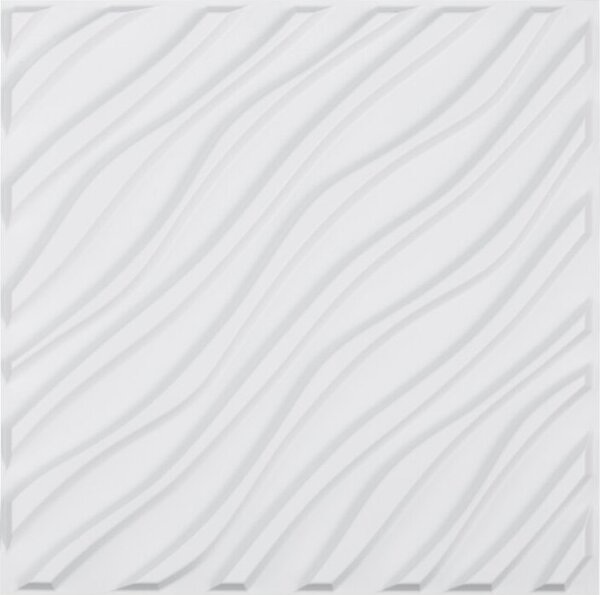 Set di 12 pannelli murali 3D - Rivestimento murale in PVC 50x50cm - 2,97m² onde bianco opaco - Design d'interni e decorazione di pareti