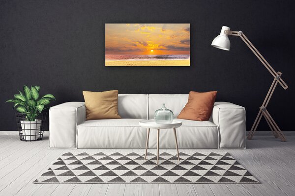 Stampa quadro su tela Paesaggio del sole della spiaggia del mare 100x50 cm