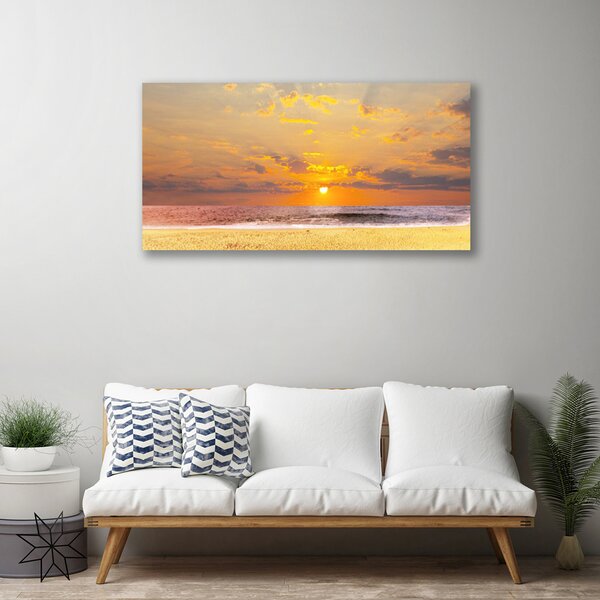 Stampa quadro su tela Paesaggio del sole della spiaggia del mare 100x50 cm