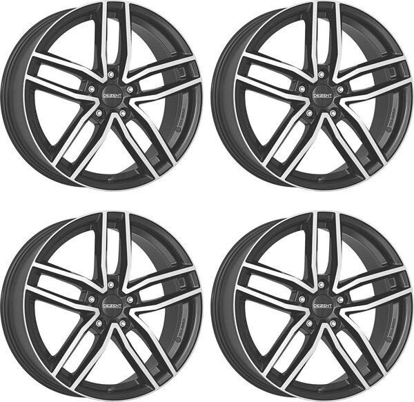 4 cerchi Dezent TR dark 7.0Jx17 5x100 per Skoda Fabia, Kamiq, Octavia, Praktik, Rapid, Roomster e Scala