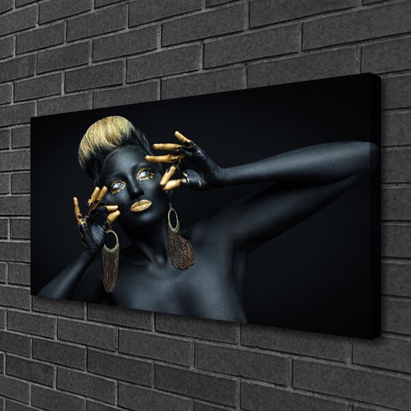 Quadro su tela L'uomo dipinge la donna 100x50 cm