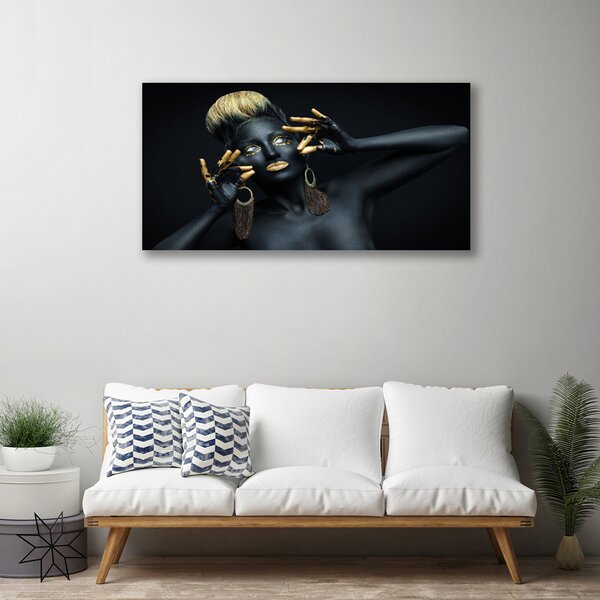 Quadro su tela L'uomo dipinge la donna 100x50 cm