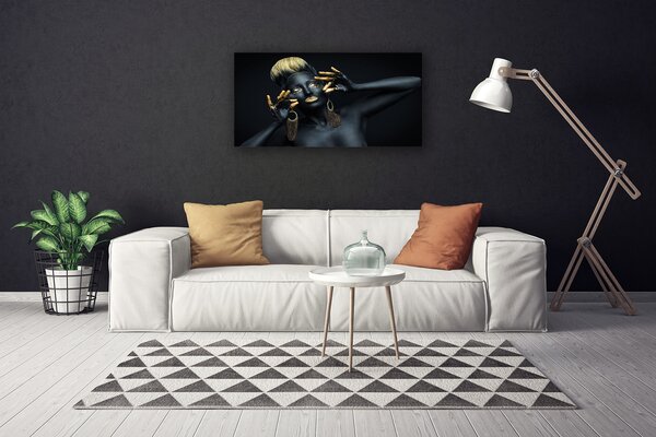 Quadro su tela L'uomo dipinge la donna 100x50 cm