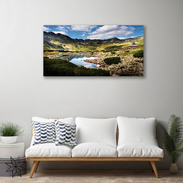 Stampa quadro su tela Paesaggio del lago di montagna 100x50 cm