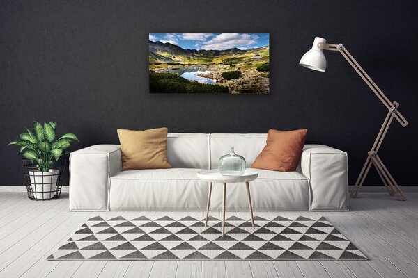 Stampa quadro su tela Paesaggio del lago di montagna 100x50 cm