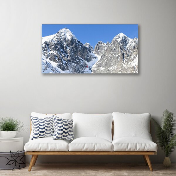 Foto quadro su tela Paesaggio di neve di montagna 100x50 cm