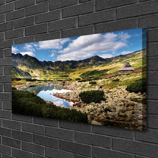 Stampa quadro su tela Paesaggio del lago di montagna 100x50 cm