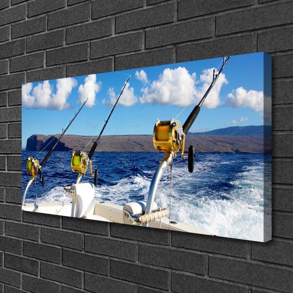 Stampa quadro su tela Paesaggio marino di pesca 100x50 cm