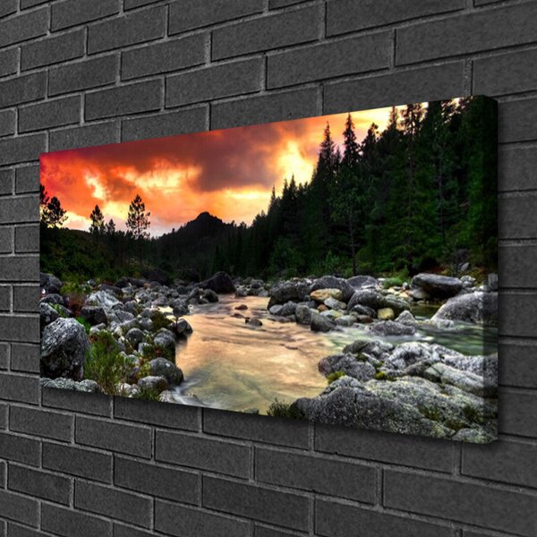 Quadro su tela Lago di fiume della foresta della natura 100x50 cm