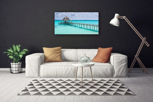 Quadro su tela Architettura del ponte sul mare 100x50 cm