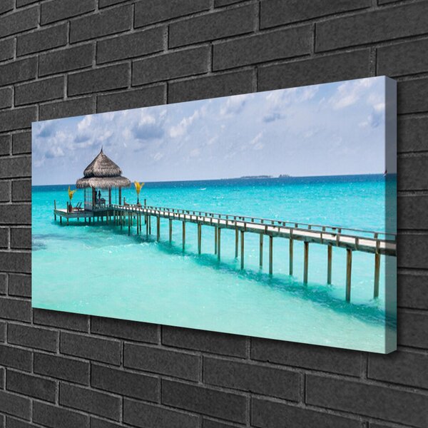 Quadro su tela Architettura del ponte sul mare 100x50 cm