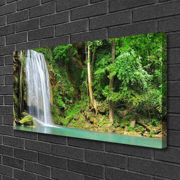 Quadro su tela Cascata della natura della foresta 100x50 cm