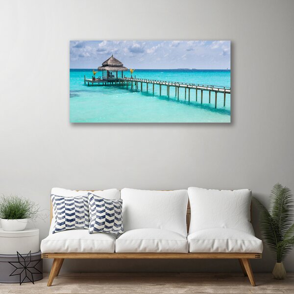 Quadro su tela Architettura del ponte sul mare 100x50 cm