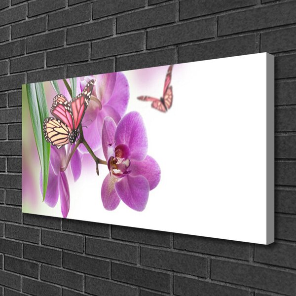Quadro su tela Farfalle Fiori Natura 100x50 cm