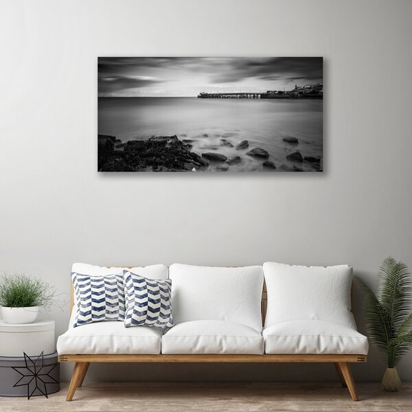 Quadro su tela Paesaggio del molo del mare 100x50 cm