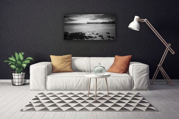 Quadro su tela Paesaggio del molo del mare 100x50 cm