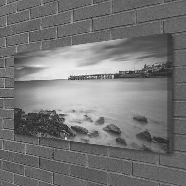 Quadro su tela Paesaggio del molo del mare 100x50 cm