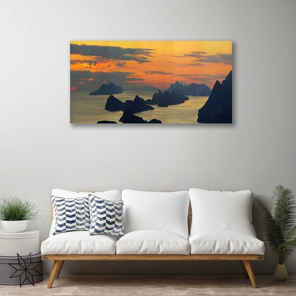 Quadro su tela Paesaggio della montagna della roccia del mare 100x50 cm