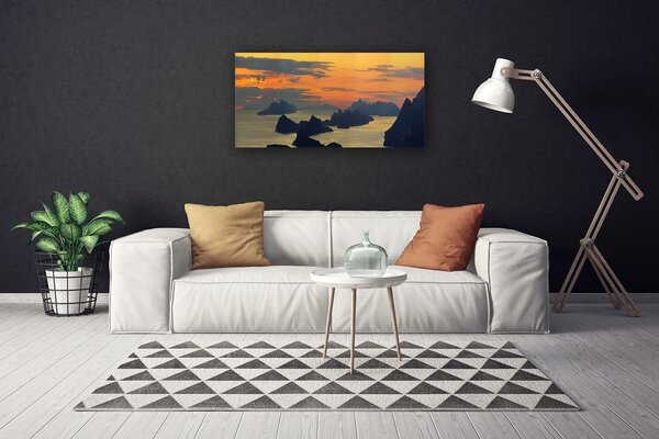 Quadro su tela Paesaggio della montagna della roccia del mare 100x50 cm