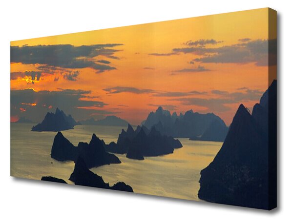 Quadro su tela Paesaggio della montagna della roccia del mare 100x50 cm