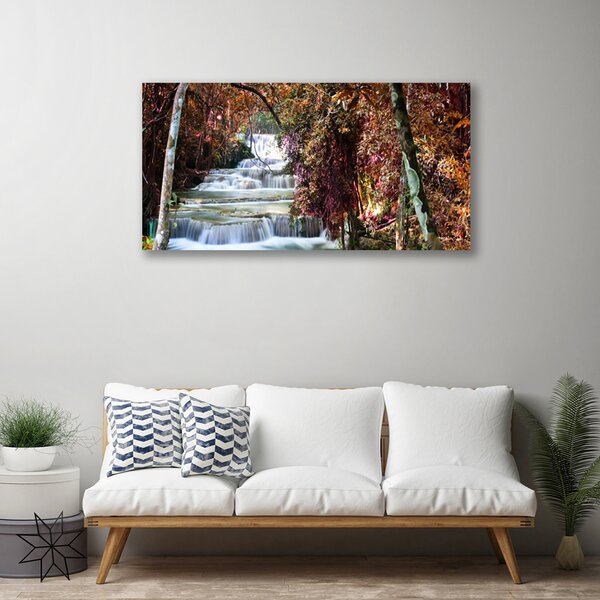 Quadro su tela Cascata della natura della foresta 100x50 cm