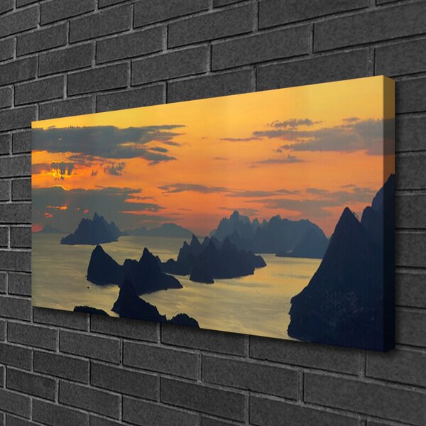 Quadro su tela Paesaggio della montagna della roccia del mare 100x50 cm