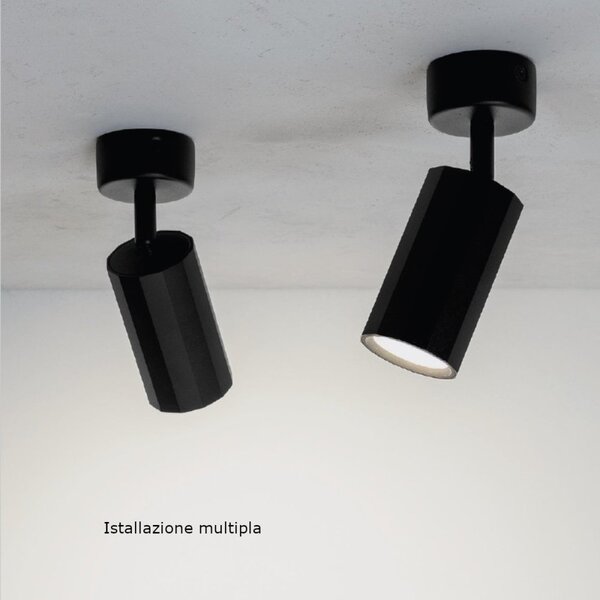 Plafoniera moderna gea led gfa1601 gu10 led orientabile alluminio nero - Gea Led