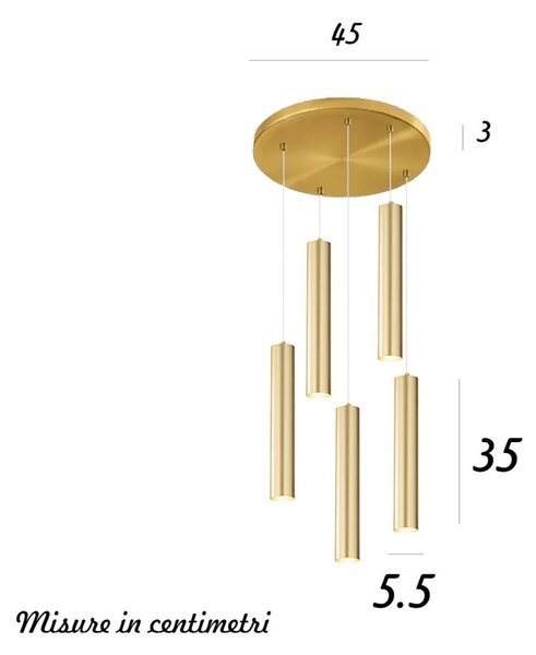 Lampadario classico perenz shot 8032 ob 8492 or gu10 led ottone oro opaco multiluce - Perenz