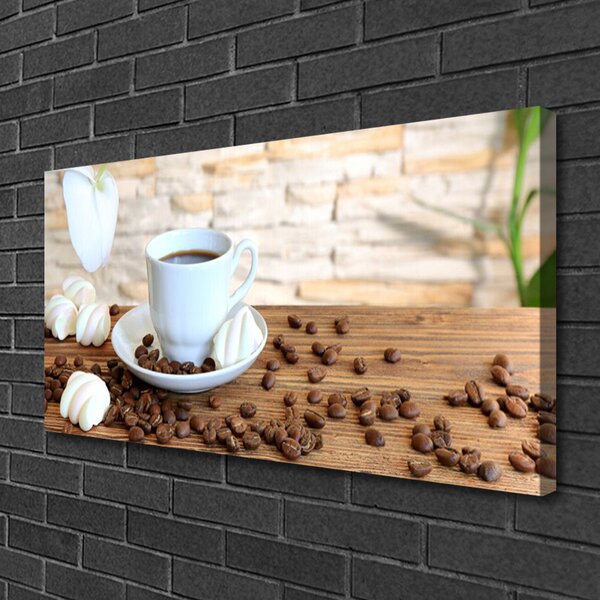 Quadro su tela Tazza da caffè in grani da cucina 100x50 cm