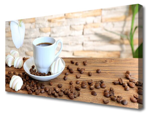 Quadro su tela Tazza da caffè in grani da cucina 100x50 cm