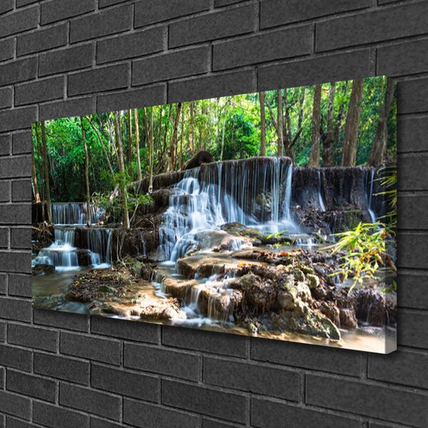 Quadro su tela Cascata della natura della foresta 100x50 cm