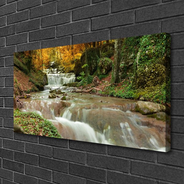 Stampa quadro su tela Cascata della natura della foresta 100x50 cm
