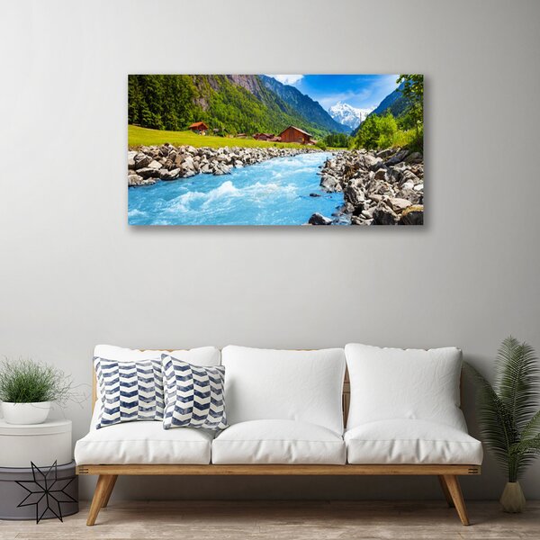 Quadro su tela Montagne del paesaggio del fiume 100x50 cm