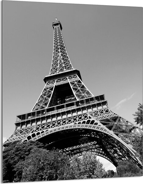 Piano cottura 40x52 Coperchio per piano cottura in Vetroceramica Paraspruzzi Piatto in vetro Tagliere decorativo, Torre Eiffel Grigio